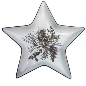 Lenox Etchings Catherine McClung Star Bowl Pine Cone Berry Christmas Holiday